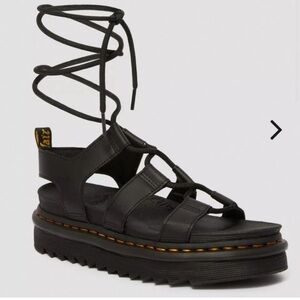 Doc Martens Nartilla Sandal Sz 8 Black ankle wrap strap gladiator